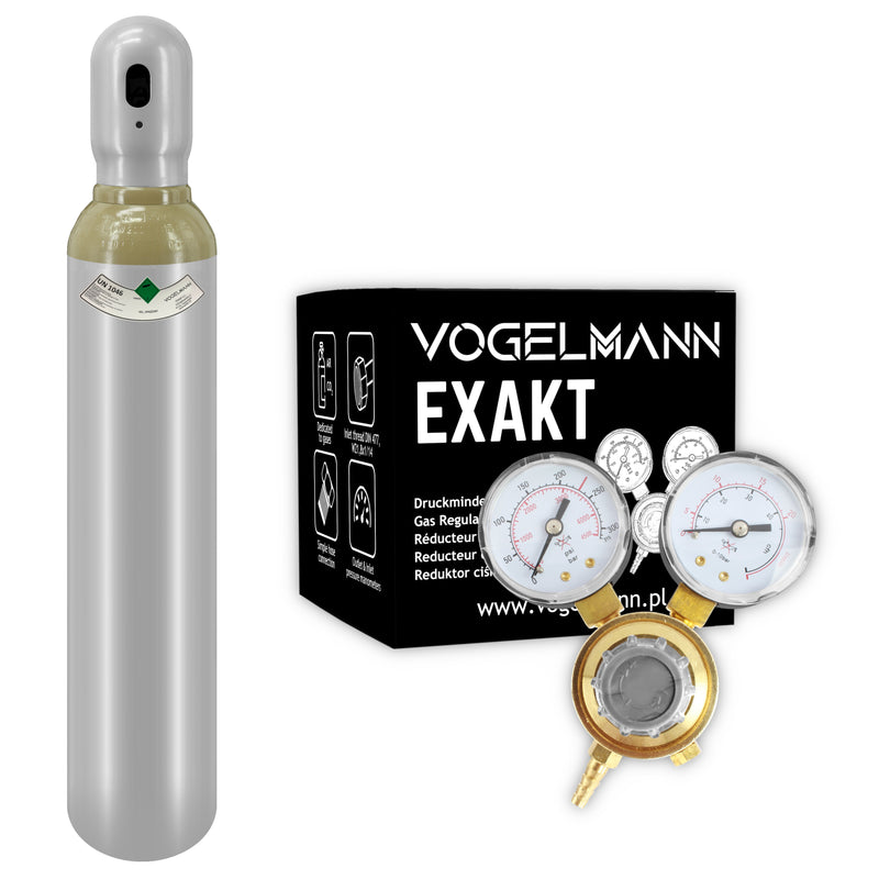 Helium full gas cylinder 8L 1,5m3 with Regulator Exakt Vogelmann