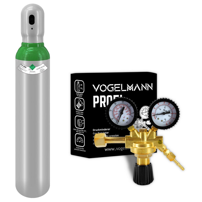 Argon 4.8 full gas cylinder 8L 1,5m3 with Regulator Profi Vogelmann