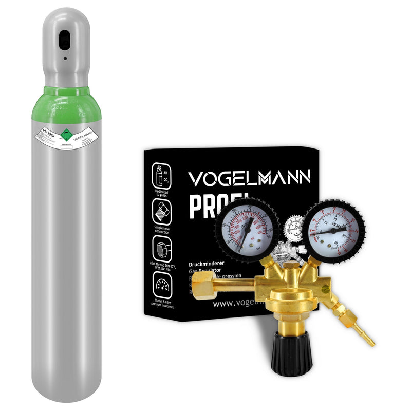 Argon/CO2 full gas cylinder 8L 1,5m3 with Regulator Profi Vogelmann